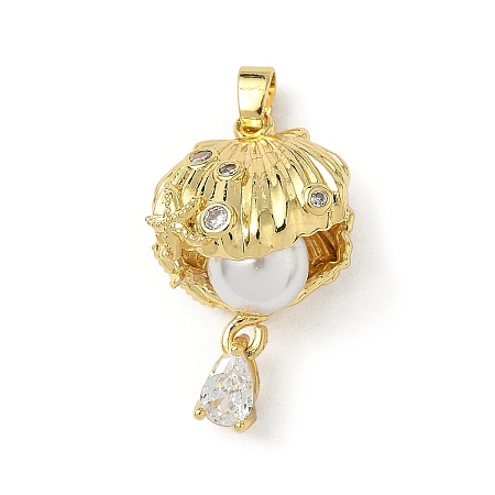 Brass Micro Pave Cubic Zirconia Pendants KK-I371-25G-1