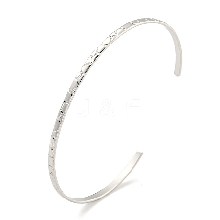 Non-Tarnish Textured 304 Stainless Steel Wrap Cuff Bangle for Women BJEW-P331-19P-1