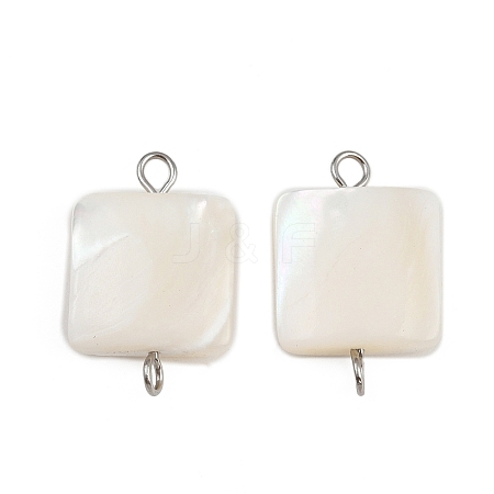 Natural Shell Square Connector Charms X1-STAS-D378-27P-1