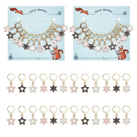 Alloy Enamel Star Pendant Locking Stitch Markers HJEW-AB00115-1