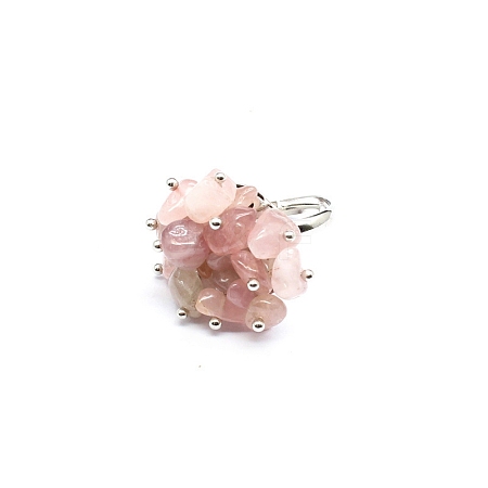 Natural Rose Quartz Chips Adjustable Rings PW-WG53414-05-1