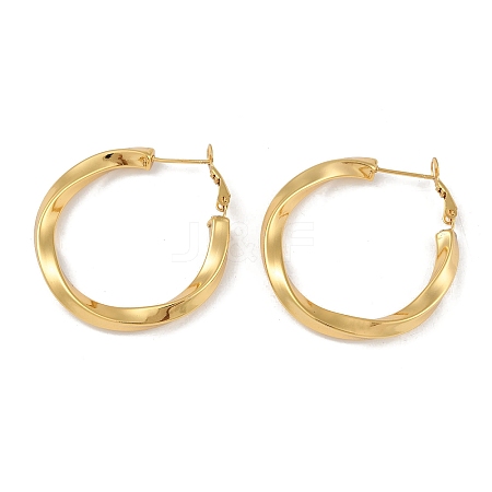 Ion Plating(IP) 201 Stainless Steel Twist Hoop Earrings EJEW-I309-44G-1