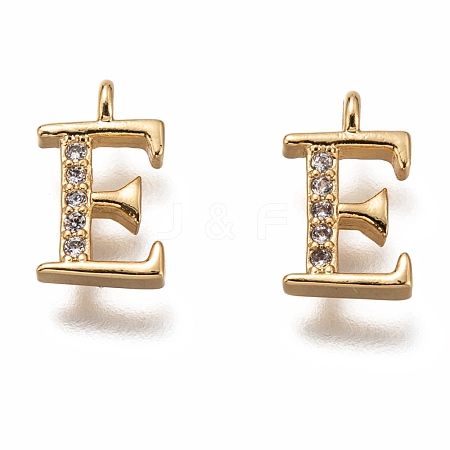 Brass Micro Pave Clear Cubic Zirconia Charms ZIRC-B002-39G-E-1