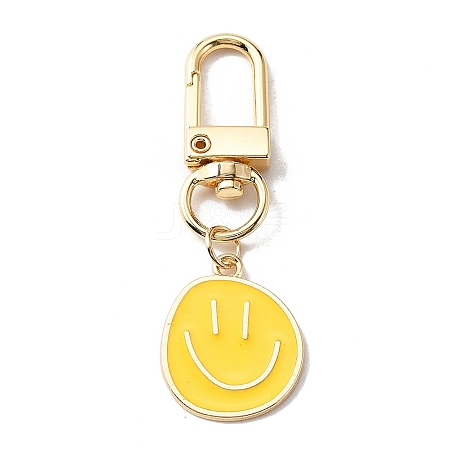 Smiling Face Enamel Pendant Decorations KEYC-WH0036-08LG-03-1