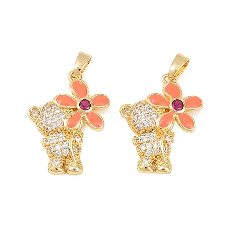 Brass Micro Pave Clear Cubic Zirconia Pendants X-KK-F931-19G-1
