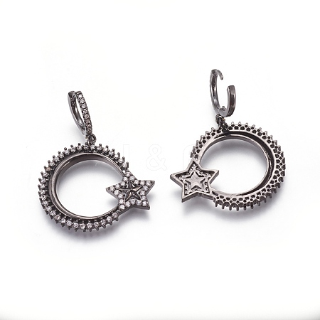(Jewelry Parties Factory Sale)Brass Cubic Zirconia Hoop Earrings EJEW-O084-04B-1