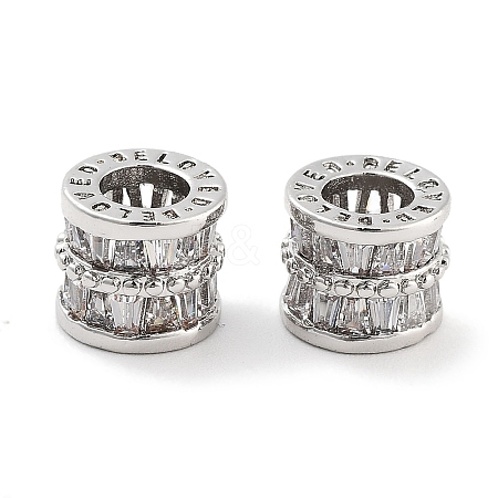 Brass Micro Pave Clear Cubic Zirconia European Beads KK-P271-43P-B-1