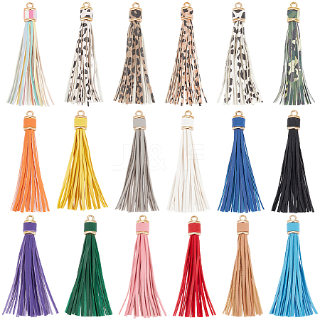 18Pcs PU Leather Tasserl Big Pendants FIND-CL0001-86-1