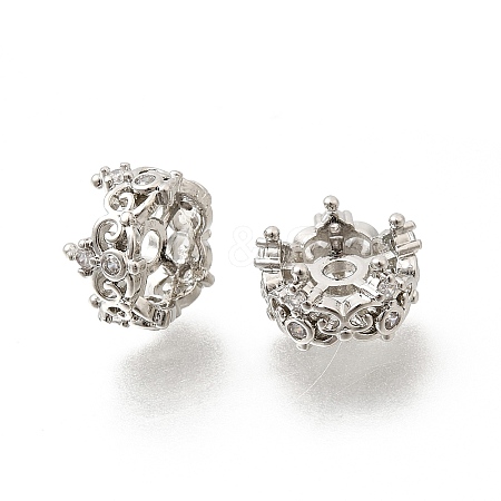 Brass Micro Pave Clear Cubic Zirconia Spacer Beads KK-Z156-08P-01-1