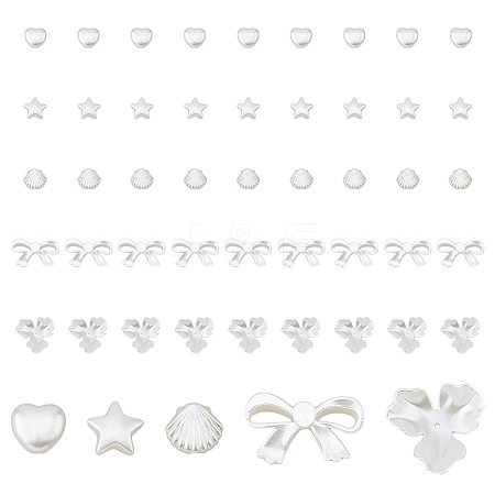 DICOSMETIC 300Pcs 5 Style ABS Plastic Imitation Pearl Beads OACR-DC0001-07-1