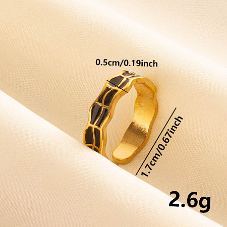 Fashionable 304 Stainless Steel Enamel Cuff Ring GJ5803-3-1