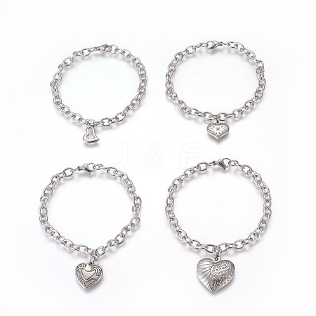 Tarnish Resistant 304 Stainless Steel Charm Bracelets BJEW-O169-01-1