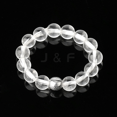 4MM Round Natural Quartz Crystal Beaded Stretch Rings LS-VM0712-15-1