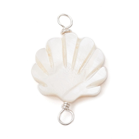 Natural Freshwater Shell Connector Charms PALLOY-JF02442-02-1