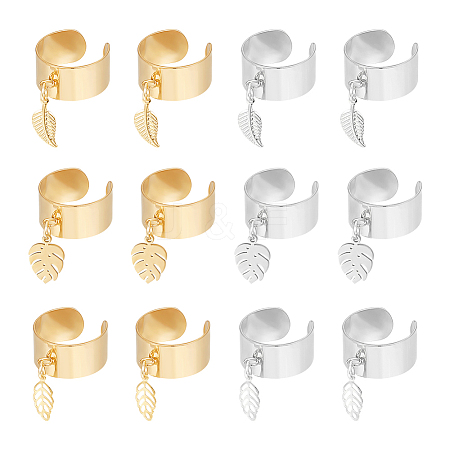 10Pcs 10 Style 304 Stainless Steel Open Cuff Rings Set RJEW-UN00001-1