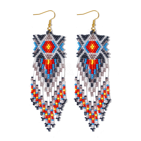 2024 Beach Style Ethnic Boho Beaded Woven Earrings for Women OW7977-1