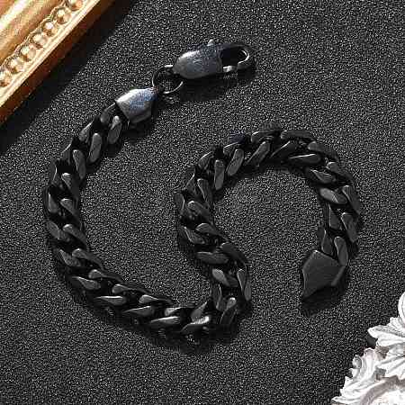 304 Stainless Steel Cuban Link Chain Bracelets for Men Women BJEW-Q038-02EB-1