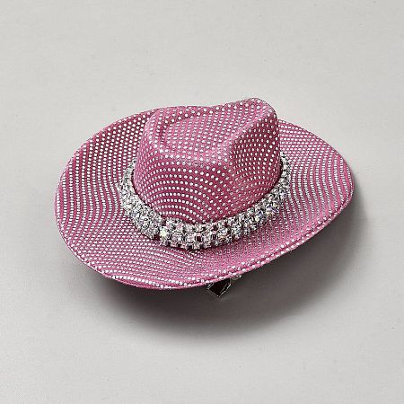 Imitation PU Leather with Rhinestones and Iron Alligator Hair Clips AJEW-WH0609-464A-1