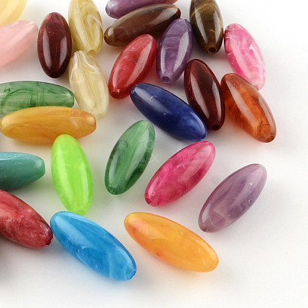Oval Imitation Gemstone Acrylic Beads X-OACR-R031-M-1