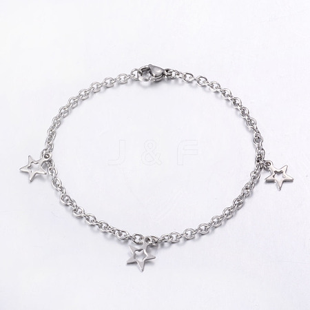 304 Stainless Steel Charm Bracelets BJEW-G475-01P-1