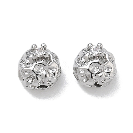 Brass Micro Pave Clear Cubic Zirconia Beads CU-CBA91C0-06P-1