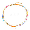 Colorful Glass Seed Beaded Initial Pendant Double Layer Necklaces QS3881-7-1