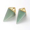 Natural Green Aventurine Point Pendulum Pendants G-E301-01G-1