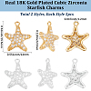 10Pcs 2 Colors Brass Micro Pave Cubic Zirconia Pendants KK-BBC0019-01-2