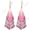 3 Pairs 304 Stainless Steel Glass Seed Beads Tassel Dangle Earrings EJEW-FS00069-1