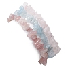 3Pcs 3 Styles Natural Aquamarine & Rose Quartz Chips Stretch Bracelets Sets BJEW-JB11076-06-5