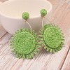 Flower Alloy & Raffia Dangle Stud Earrings FS-WGE45CE-05-1