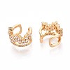 Brass Micro Pave Clear Cubic Zirconia Cuff Earrings EJEW-T047-62G-2