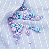 420Pcs 7 Style Rainbow ABS Plastic Imitation Pearl Beads OACR-YW0001-06-6