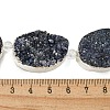 Silver Plated Dyed Oval Natural Drusy Quartz Crystal Beads Strands G-F144-03-S-2