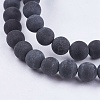 Natural Black Stone Bead Strands G-R193-01-8mm-3