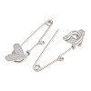 Crisscross Heart 304 Stainless Steel Safety Pins Brooch Findings SA-CBA098D-15E-P01-2