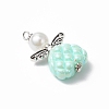 Opaque Acrylic Beads with Iron Flat Head Pins and ABS Plastic Imitation Pearl Round Beads and Tibetan Style Beads Pendants PALLOY-JF03810-4