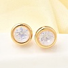 Brass Glass Stud Earrings EJEW-F391-05G-02-1