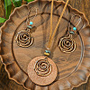 Bohemian Style Alloy & Wood & Synthetic Turquoise Pendant Necklaces & Hoop Earrings Sets WG14320-04-1