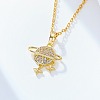 Planet Brass Micro Pave Clear Cubic Zirconia Pendant Necklaces FS-WGFD3F3-01-4