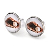 Sport Balls Glass & 304 Stainless Steel Stud Earrings for Women LS-EJEW-H005-01P-06-1