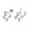 Brass Micro Pave Clear Cubic Zirconia Dangle Stud Earrings EJEW-N011-37P-NF-2