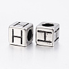 304 Stainless Steel Large Hole Letter European Beads LS-STAS-H428-01AS-H-2