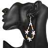 Baking Paint Glass Seed & Synthetic Turquoise Dangle Earrings for Women EJEW-JE07402-2