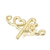 Brass Heart with Letter Fe Links Connector Charms KK-C263-27A-G-2