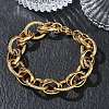304 Stainless Steel Textured Oval Link Chain Bracelets SA-CBA2696-26G-1