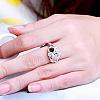 Romantic Flower Silver Plated Brass Cubic Zirconia Finger Rings For Party RJEW-BB05211-7C-5