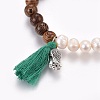 Cotton Thread Tassels Charm Stretch Bracelets BJEW-JB04110-04-3
