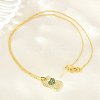 Brass Micro Pave Cubic Zirconia Rectangle with Heart Pendant Adjustable Slider Necklaces KK-CBA4547-08G-02-1