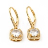 Clear Cubic Zirconia Square Dangle Leverback Earrings EJEW-C035-10G-1